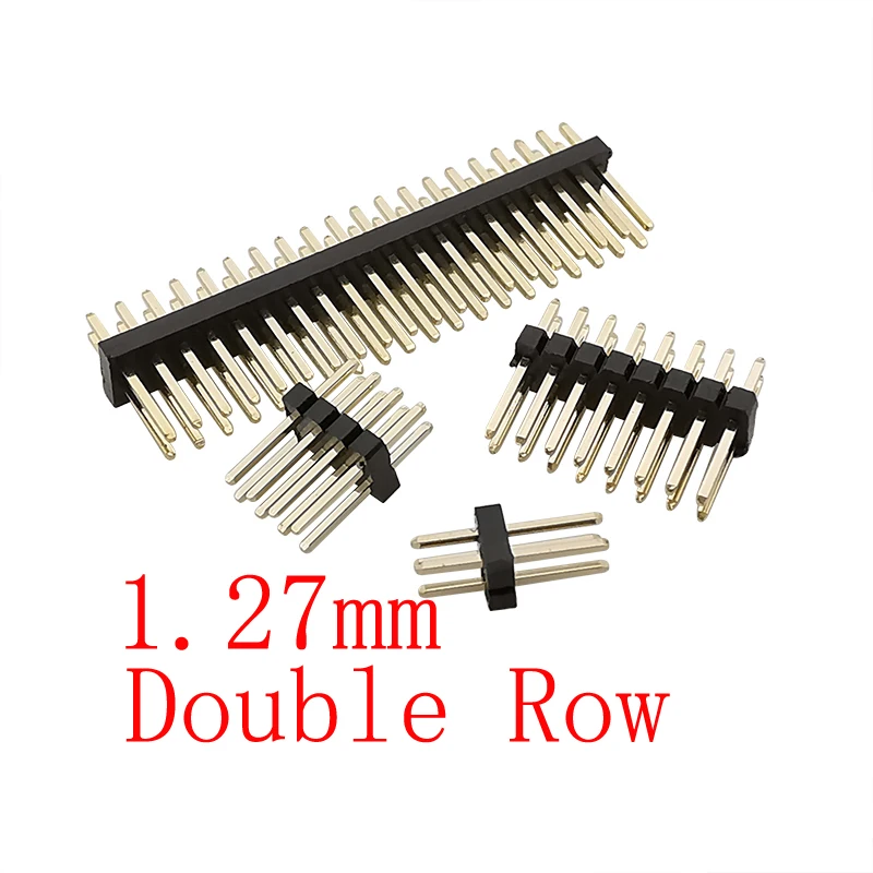10Pcs PCB Double Row Pitch 1.27mm Pin Header Male Plug Straight Strip Breakaway 2x2~50Pin 1.27 mm Pinheader Board Connector |