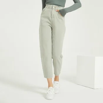 

Casual Women's Femme BF Denim Pants High Waist Pockets Jeans Trousers Summer Ladies Streetwear Jeans