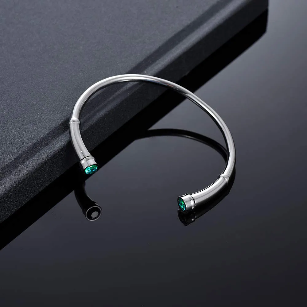 12 Colors Birthstone Charms Cremation Urn Bracelet Stainless Steel Expandable Cuff Pet Memorial Urn Jewelry for Ashes for Women