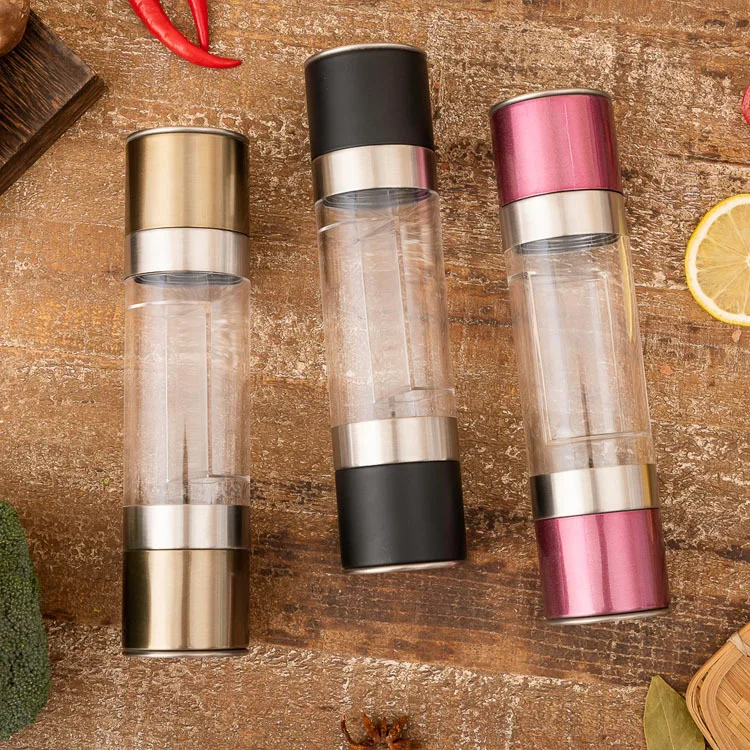 

Stainless Steel Two-in-one Colour Pepper Grind Organ Salt Chinese Prickly Ash Etc. Grind Organ Color Can Oem