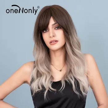

oneNonly Dark Blonde Mixed Color Ombre Synthetic Wig Water Wave Cosplay Wigs for White/Black Women Free Shipping Natural Wigs