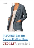 JAYCOSIN, весна-осень, Женские однотонные рабочие блейзеры, тонкие элегантные куртки, пальто, Женский блейзер на одной пуговице, костюм, Большой размер 9805