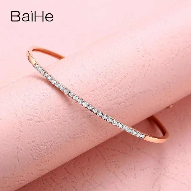 BAIHE Solid 18K Белое Золото SI/H Круглый всего 0.50ct натуральные бриллианты женские цепи помолвки модные ювелирные изделия Подарочный браслет