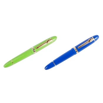 

JINHAO 2 Pcs 159 18KGP 0.7Mm Medium Broad NIB Fountain Pen Free Office Fountain Pen with a Box, Green & Blue