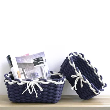 

Coarse Rope Woven Basket Home Sundries Storage Basket Simple Clothes Cosmetic Toys Organizer Box Table Finishing Frame
