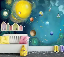 Beibehang Большие плакаты на заказ, фрески Модные украшения дома ручная роспись Пространство Вселенная детская комната спальня большая стена