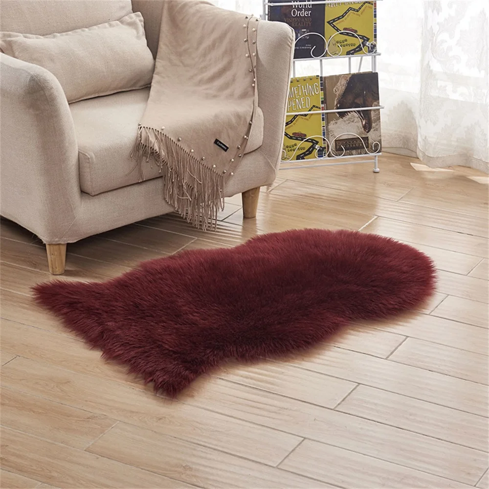 1pc Soft Imitation Wool Sofa Cushion Rug Non-Slip Whole Sheepskin Bay Window Living Room Bedroom Blanket Carpet Cushion M/L