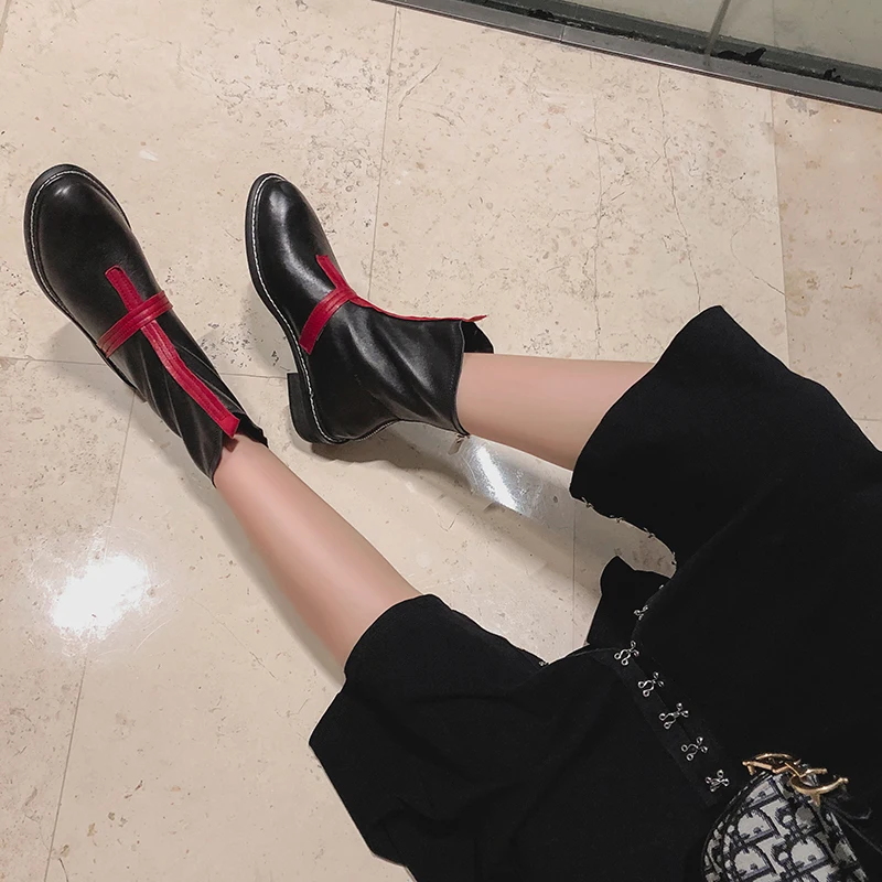 Botas Mujer; зимние ботинки; женская обувь с круглым носком; chaussures femme; модная обувь на среднем каблуке; scarpe donna; Новинка года; Женская обувь в байкерском стиле
