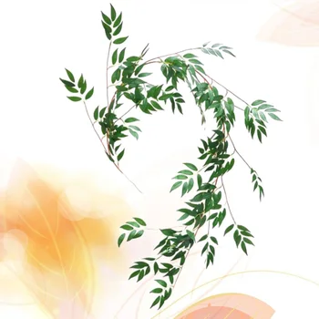 

1.7M Simulation Rattan Artificial Plant Willow Shape Greenery Artificial Wall Hanging Vine Leaf Garland Plants Decoration Home D