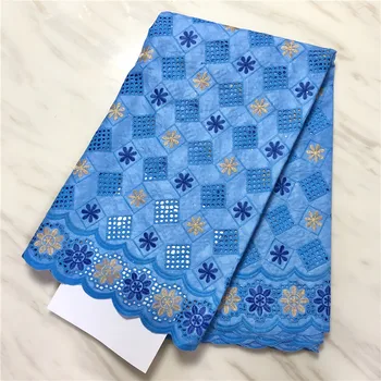 

2020 New African BAZIN Riche Getzner Lace Fabric With Diamond Embroidery african Punch Cotton Fabric 5 Yards For Dress