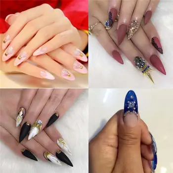 

KROFAUE 500Pcs/bag Clear Nail Tips Natural Pointed Nails French Artificial False Nail Tips Design Nail Art Decoration
