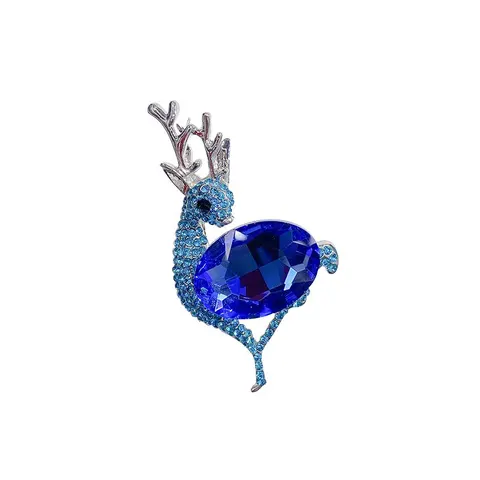 Unique Rhinestone Deer Brooch Christmas Full Zircon Elk Jewelry Crystal Antlers Brooches for Women Wedding Party Gift