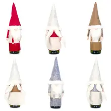 Рождественский шведский гном красный колпачок для винной бутылки девушка Санта Клаус крышка шляпы безликая кукла украшение для дома