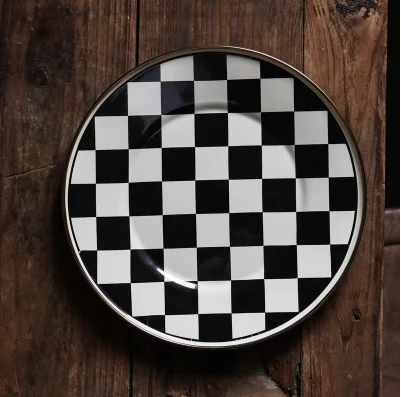 Black Plate Ретро Контри стиль цветочные эмалированные пластины/плита для рисовой печи/десертная железная пластина - Цвет: Black Plate