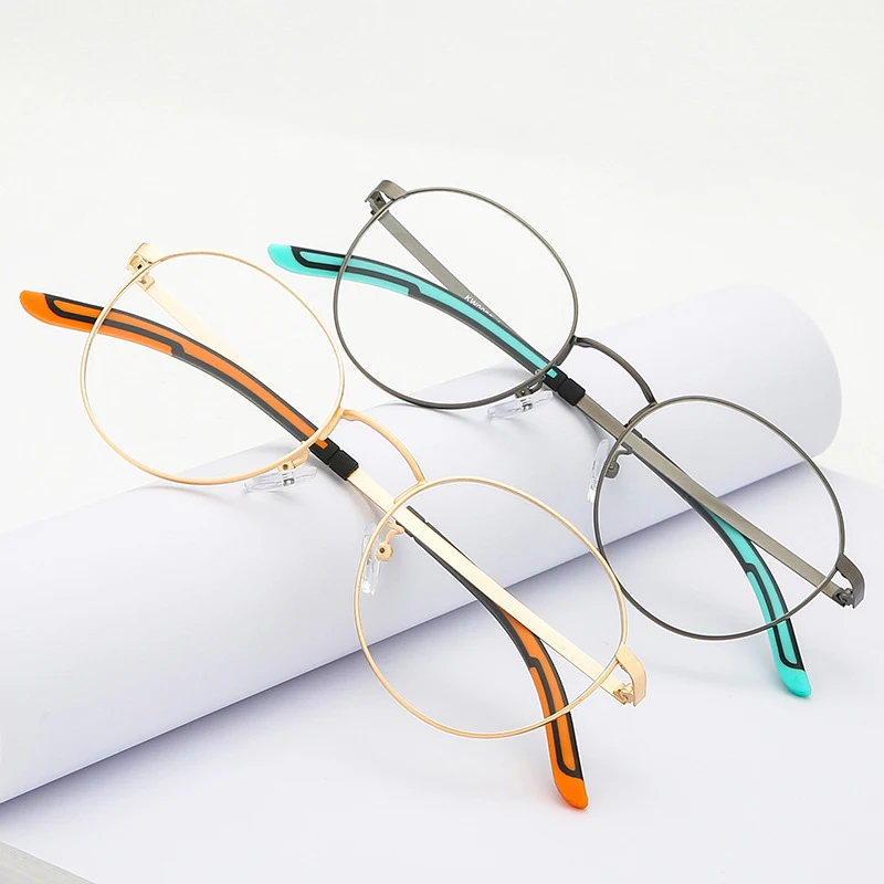 New casual metal oval art glasses full frame comfortable fashion flat mirror simple can be equipped with myopia frame. | Аксессуары для