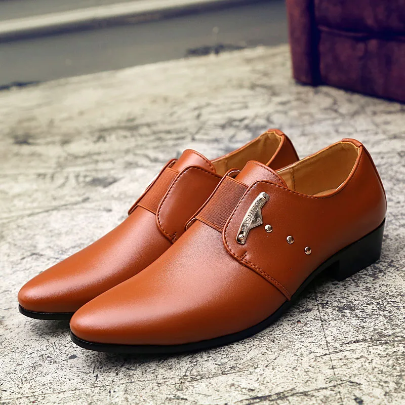 

NEW Fashion Formal Men Peas Shoes Breathable Business Dress Shoes Genuine Leather Casual Oxfords Pointed Leather Shoes %3515