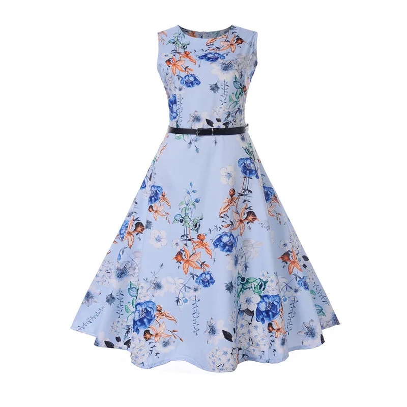 

Retro Hepburn Wind 50's Waist Hugging Slimming Big Hemline Dress with Belt, And