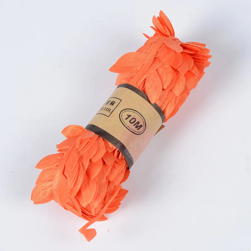 7 Orange 10 метров цветная веревочная лента wide1.5cm ткань красочные листья из ротанга цветок DIY украшения дома гирлянда принадлежности для рукоделия - Цвет: 7 Orange