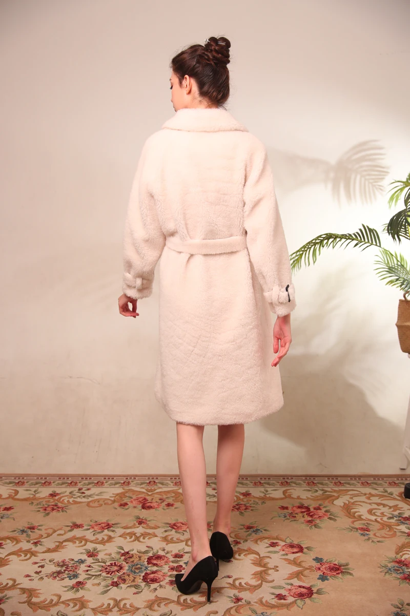 Heydress, зимнее однотонное Женское шерстяное пальто, Дамское элегантное двубортное теплое пальто, женская повседневная верхняя одежда из меха ягненка