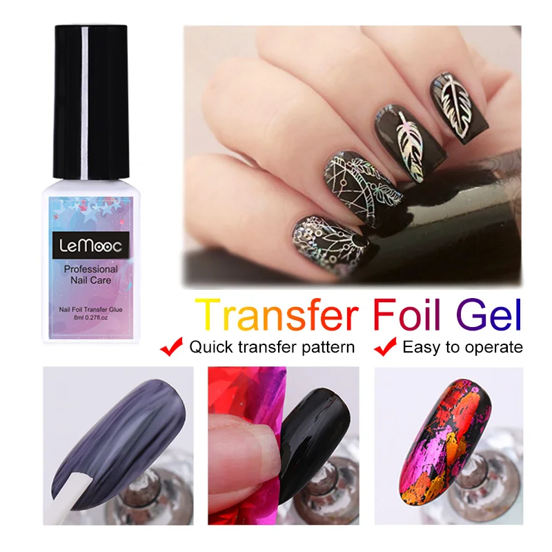 

LEMOOC 8ml Nail Foil Transfer Gel with Starry Sky Sticker Set Transfer Glue Nail Glue UV Adhesive Glue Polish DIY Manicure