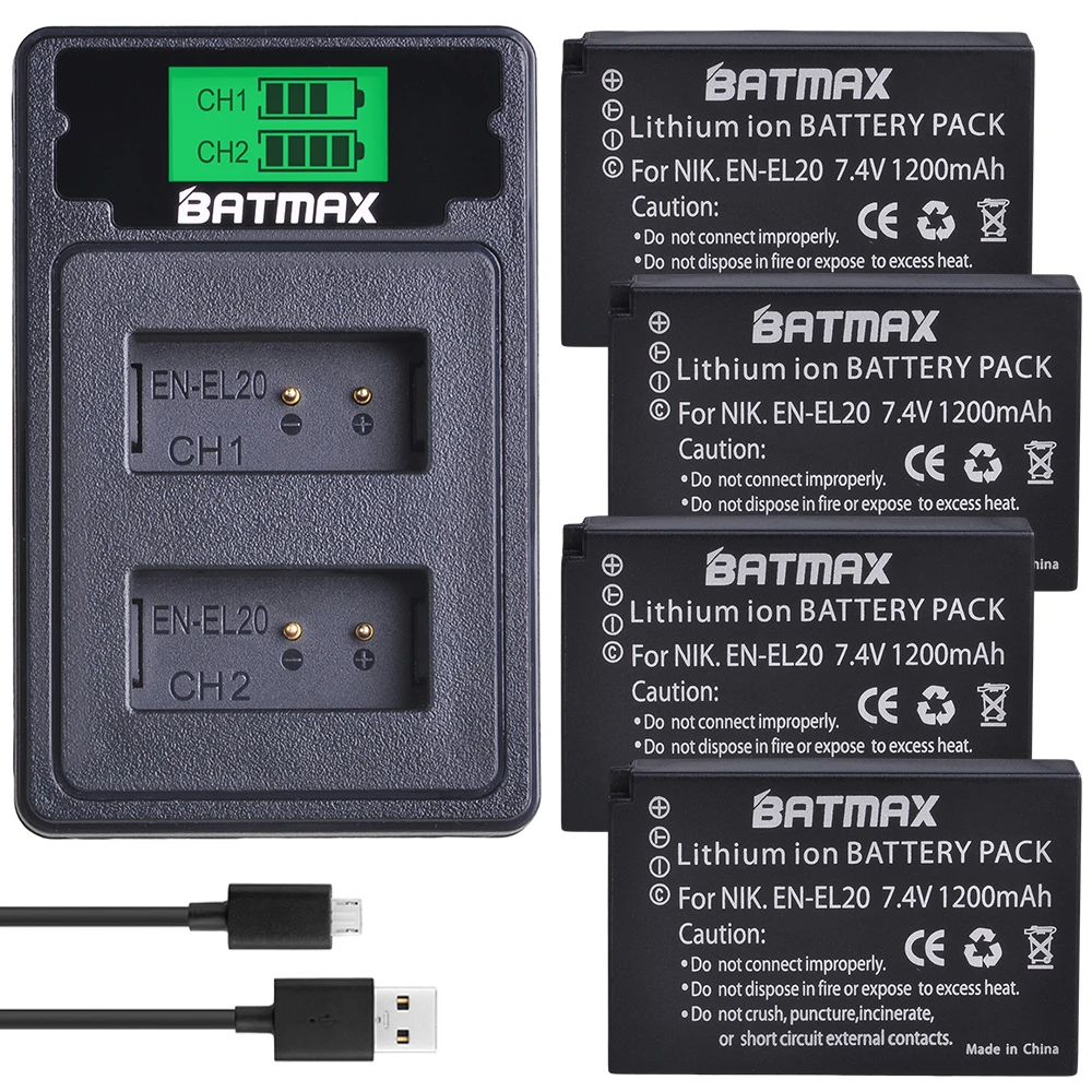 Batmax En El En Ela El Battery Lcd Dual Charger With Type C Port For Nikon Coolpix P1000 Nikon1 J1 J2 J3 Nikon1 Aw1 Digital Batteries Aliexpress