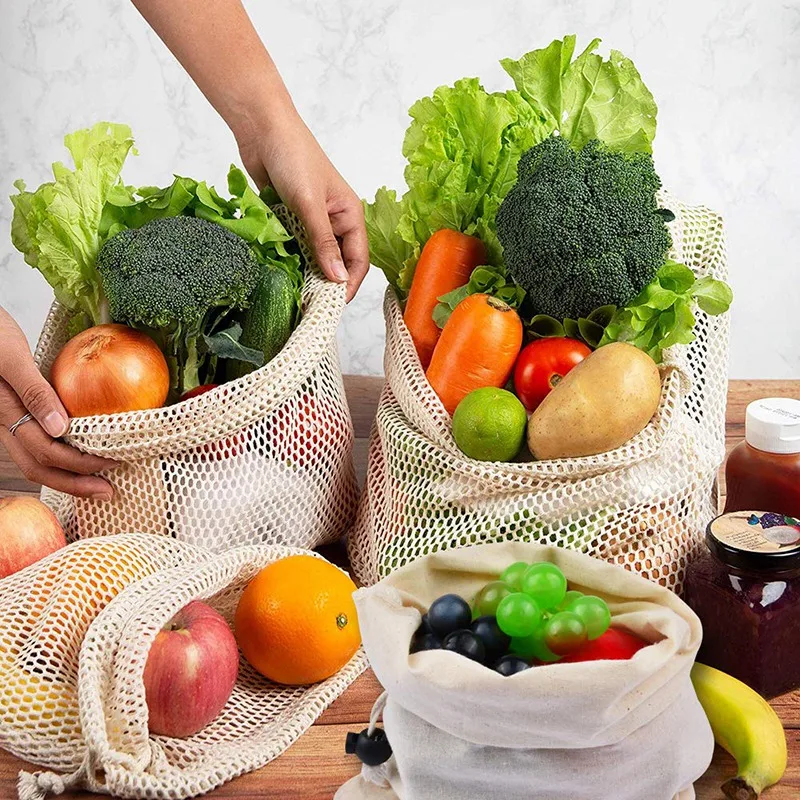 

Reusable Mesh Produce Bags,10 Pack Natural Cotton Sturdy Washable Shopping Bags, Eco-Friendly Lightweight Durable Storage Bags f