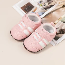 KIDSUN – chaussures pour nouveau né fille, en cuir PU, semelle souple, antidérapantes, printemps automne, premiers pas pour bébé garçon 