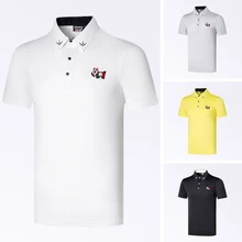 Polos Shirt Short-Sleeve Golf Men Top-Quality Turn-Down-Collar Slim-Fit Men's Cotton