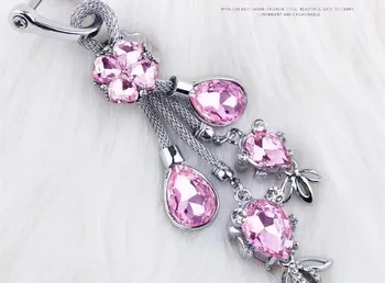 

1PC Elegant Creative Crystal Water Drop Car Keychain Metal Crystal Diamond keyring 6 Colors gift women nice red purple blue pin