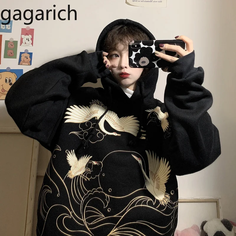 

Gagarich Women Hoodies Autumn Winter 2020 New Style Retro Loose Thick Long-sleeved Female Sweatshirt