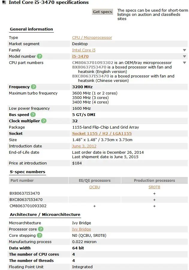 Процессор Intel Core i5-3470 i5 3470 6M cache 3,2 GHz 77W LGA 1155 PC Настольный компьютер cpu протестированный рабочий