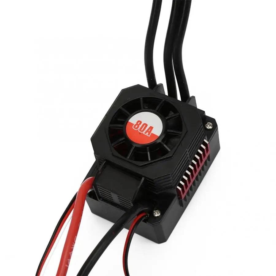 

Hot Motor 1900KV+KS80A red electric regulation + red heat dissipation shell set built-in 5.8V/3A BEC, suit for 1/10 scale RC