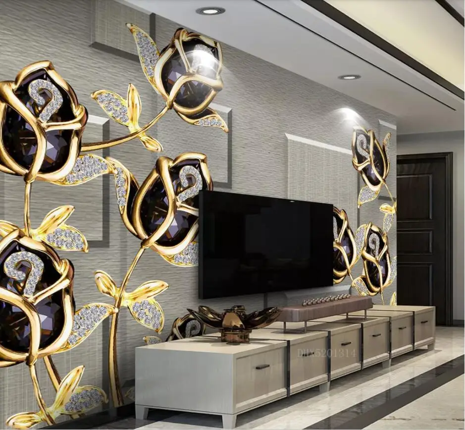 Beibehang 3d papel де parede Фреска люксо трехмерный jóias em relevo 3D tulipa ТВ fundo parede papel де parede обои