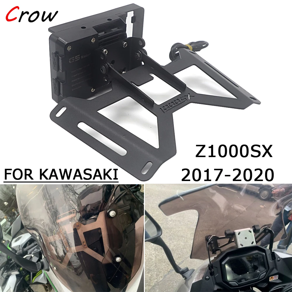 Мотоцикл навигации Кронштейн мобильный телефон USB зарядка для Kawasaki NINJA z1000 SX Z1000SX