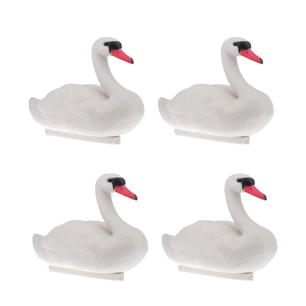 Pack of 4 Floating Swan Hunting Decoys Garden Decoration Scarecrow, Land or Water Use