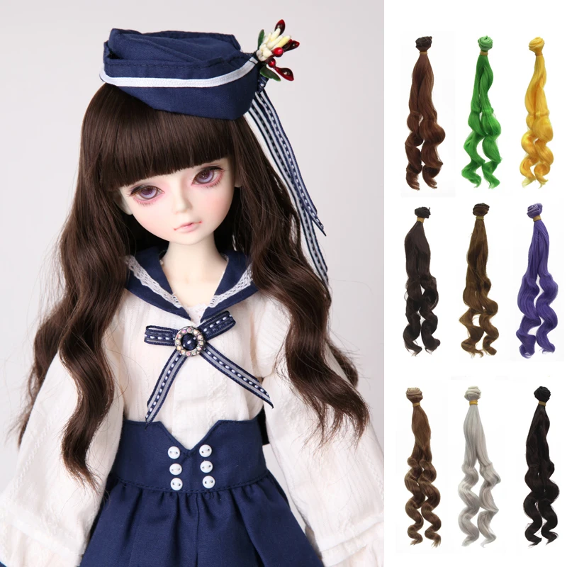 

1 pieces 25cm long Wool Hair Wefts for BJD/SD/Blyth/American Dolls Curly Hair Extensions for DIY Doll Wigs Hair Doll Accessories