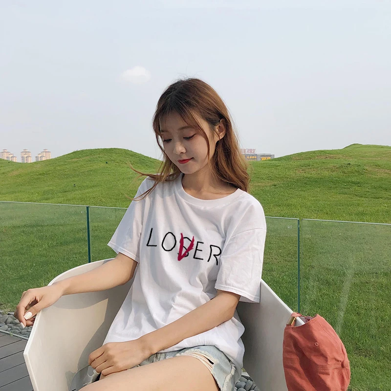 Новинка лоферы из шифона для клуба мужчин женщин хлопок короткий рукав Loser Lover It