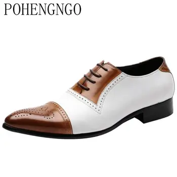 

MEN GENUINE LEATHER OXFORD SHOES MEN BUCKLE STRAP OFFICE DRESS WEDDING SHOES BROWN BROGUE POINTED TOE OXFORD FORMAL SHOE SUMMER