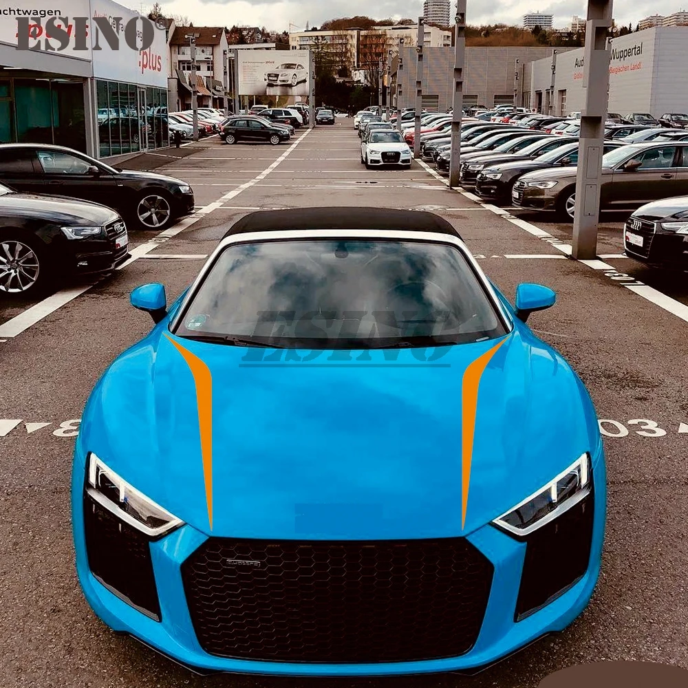 Auto DIY Styling Decals Stripes Car Body Vinyl Decals Hood Cover Stickers Vinyl Films 2 x