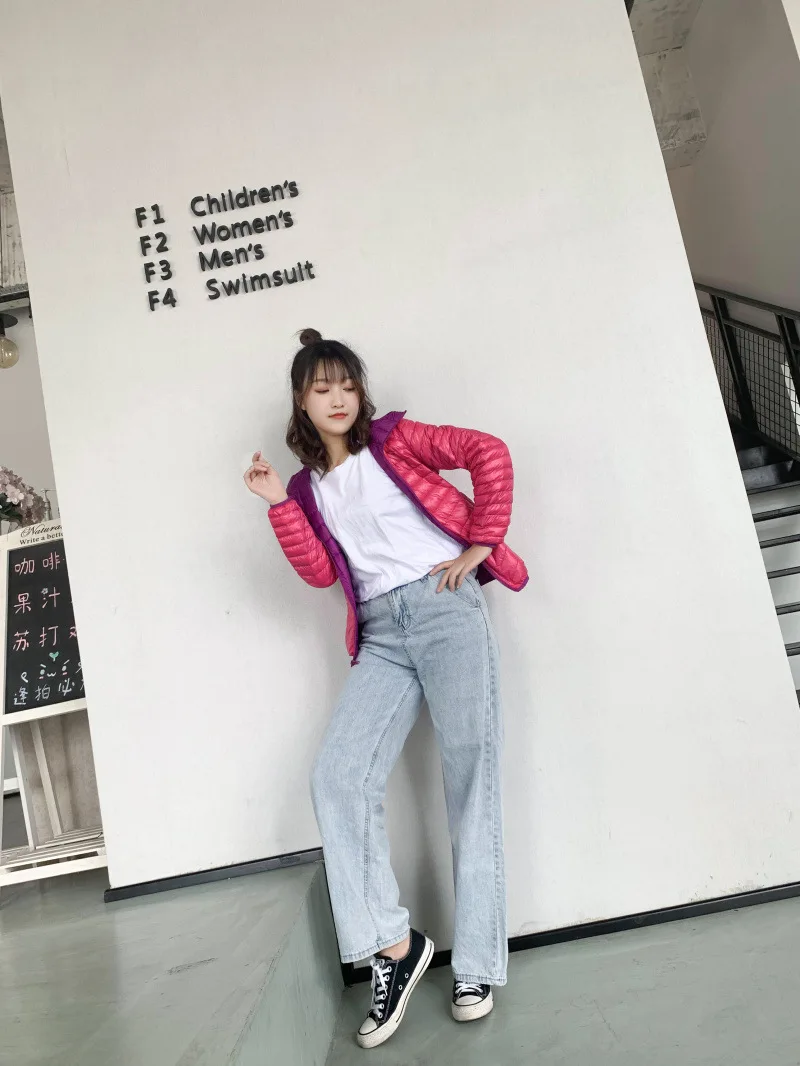 New Style Autumn And Winter Warm Slim Fit Slimming Stand Collar Double-sided Wear Thin down Jacket Women's Short Coat Rever