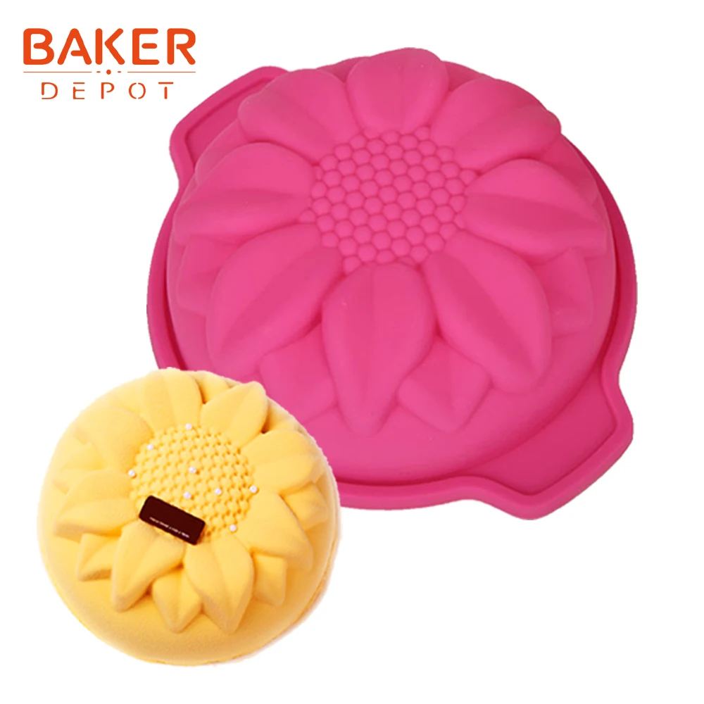 

BAKER DEPOT Silicone Mold for Cake pastry baking sunflower pudding bread small cake mould handmade soap tool DIY party birthday