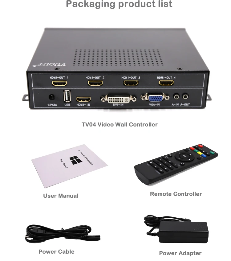 YD tv 04 HDMI 2x2 видео настенный контроллер USB/HDMI/VGA/DVI тв процессор 4 ТВ показывает экран Сращивание для светодиодный/ЖК-дисплей