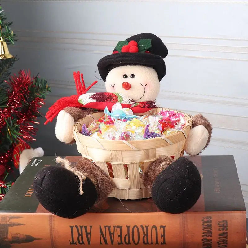 Christmas Candy Tray Decoration Basket For Layout Ornament Props Party Gift Holder Xmas Storage Basket Gift