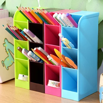 

Plastic 4 Compartment Desktop Storage Box Organizer Cosmetic Makeup Desk Holder