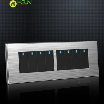 

118 type LED random point switch Household stainless steel brushed panel 1/2/3/4/5/6/7/8 Gang 2 Way switch