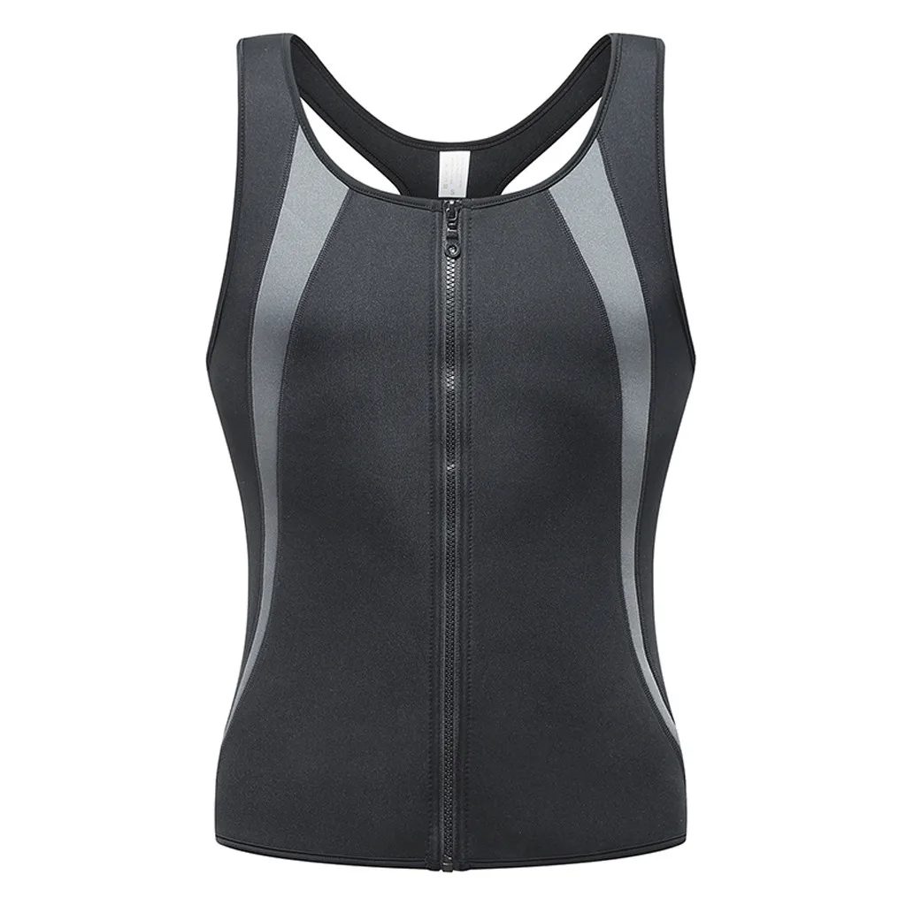 

JAYCOSIN Men vest Zipper Tank Top Male Waist Vest for Weightloss daily man Hot Neoprene Corset Sleeveless Polyester sport Fiber