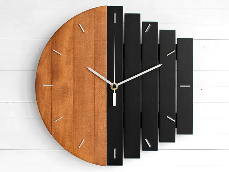 Abstract industrial style creative big wall clock 12inch living room bedroom wall wooden clock quartz clock wall watch