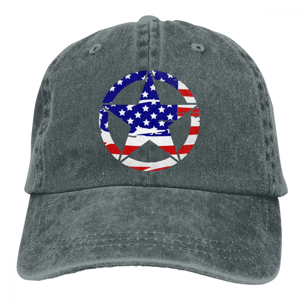 Состаренный американский флаг армейская звезда Casquette черный унисекс Мужские Женские джинсовые бейсболка с ремешком кепки Регулируемая Гольф папа шляпа