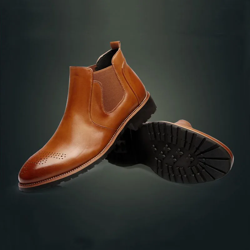 

Pop Arrival Luxury Brand Man Comfortable Shoes Male Genuine Leather Men's Cowboy Western Chelsea Ankle Boots Shoes