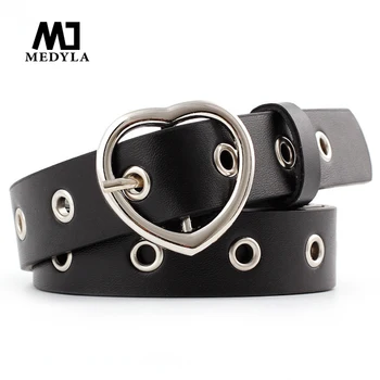 

medyla Designer's famous brand leatherhigh quality belt fashion alloy Heart buckle girl jeans dress wild belts